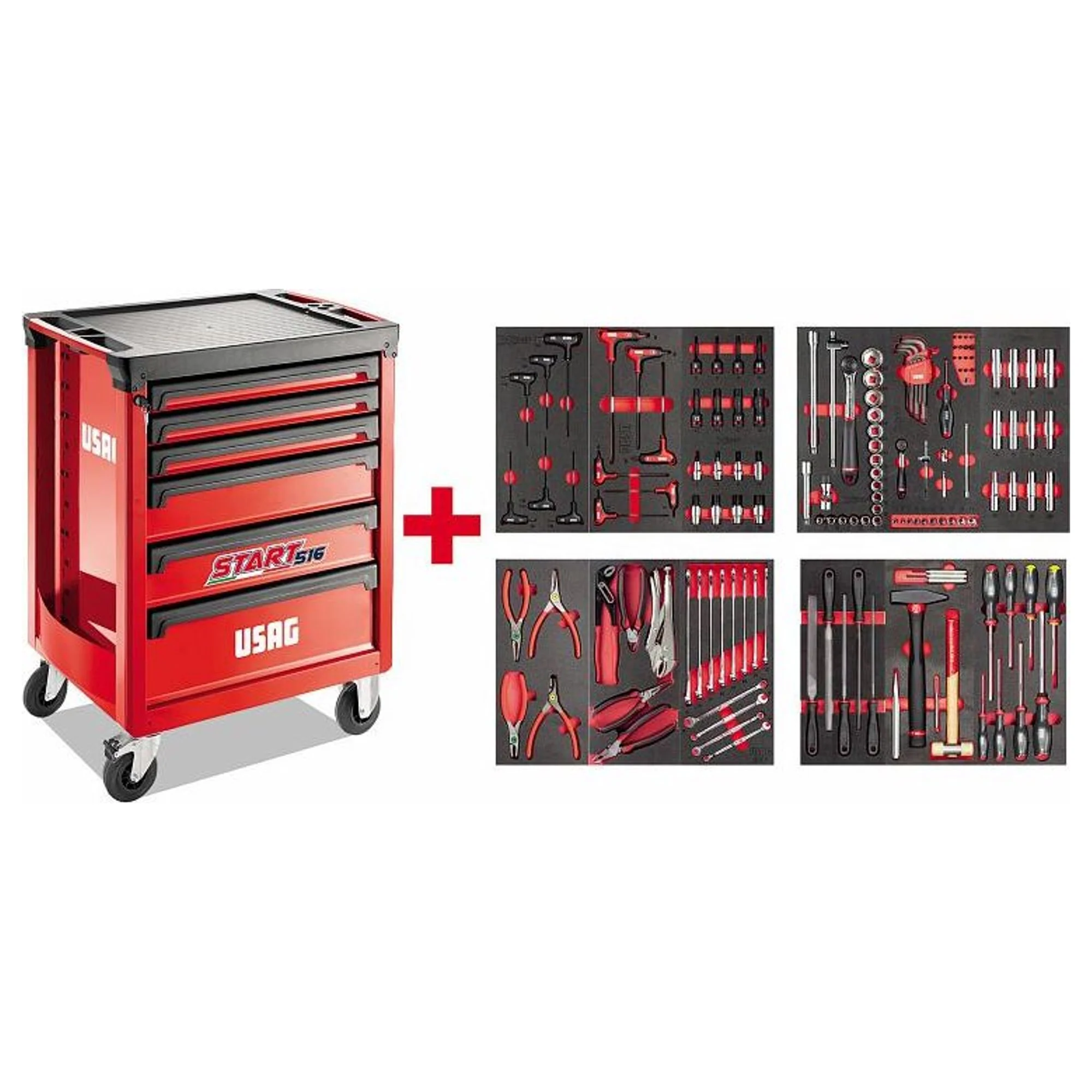 Carrello START Usag con Assortimento X-Grip Manutenzione 144 pz
