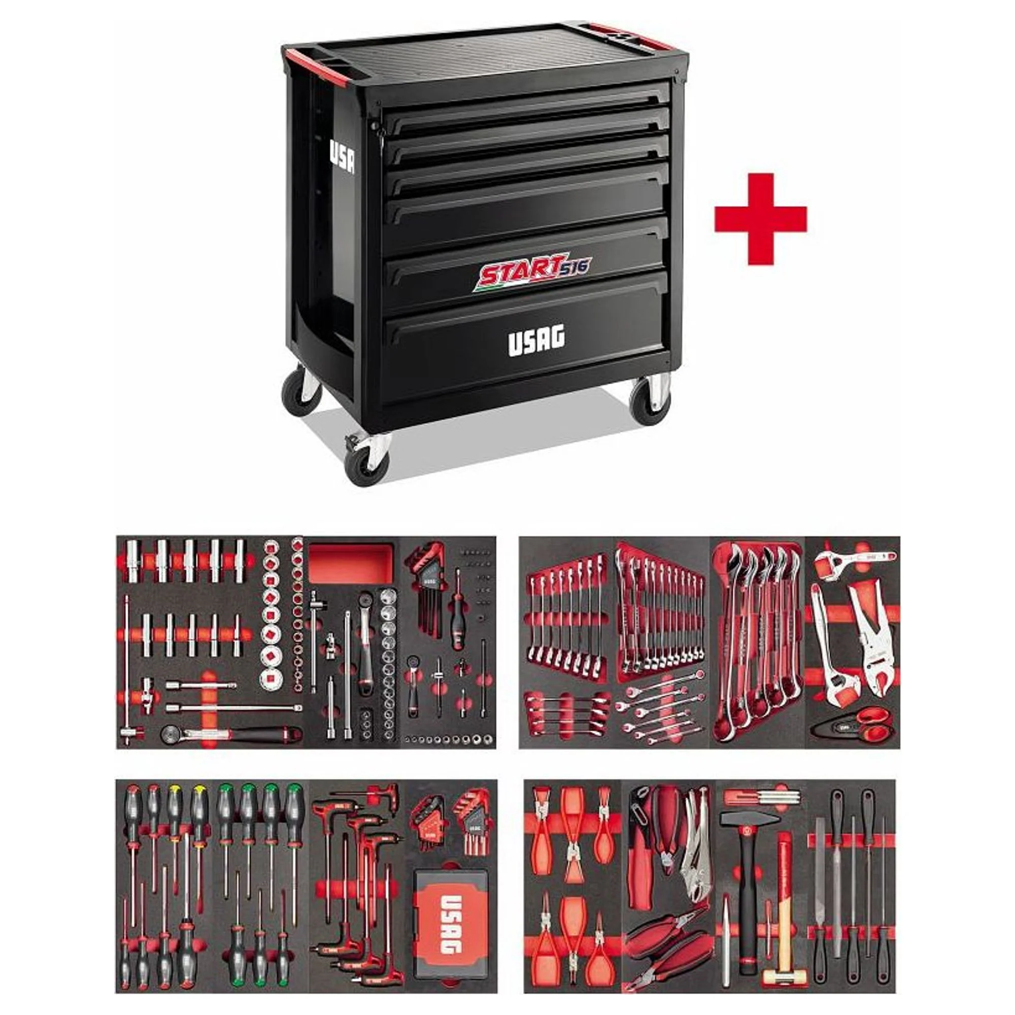 Carrello START XL Usag 516 STXL6NMM con Assortimento Manutenzione 302 pz