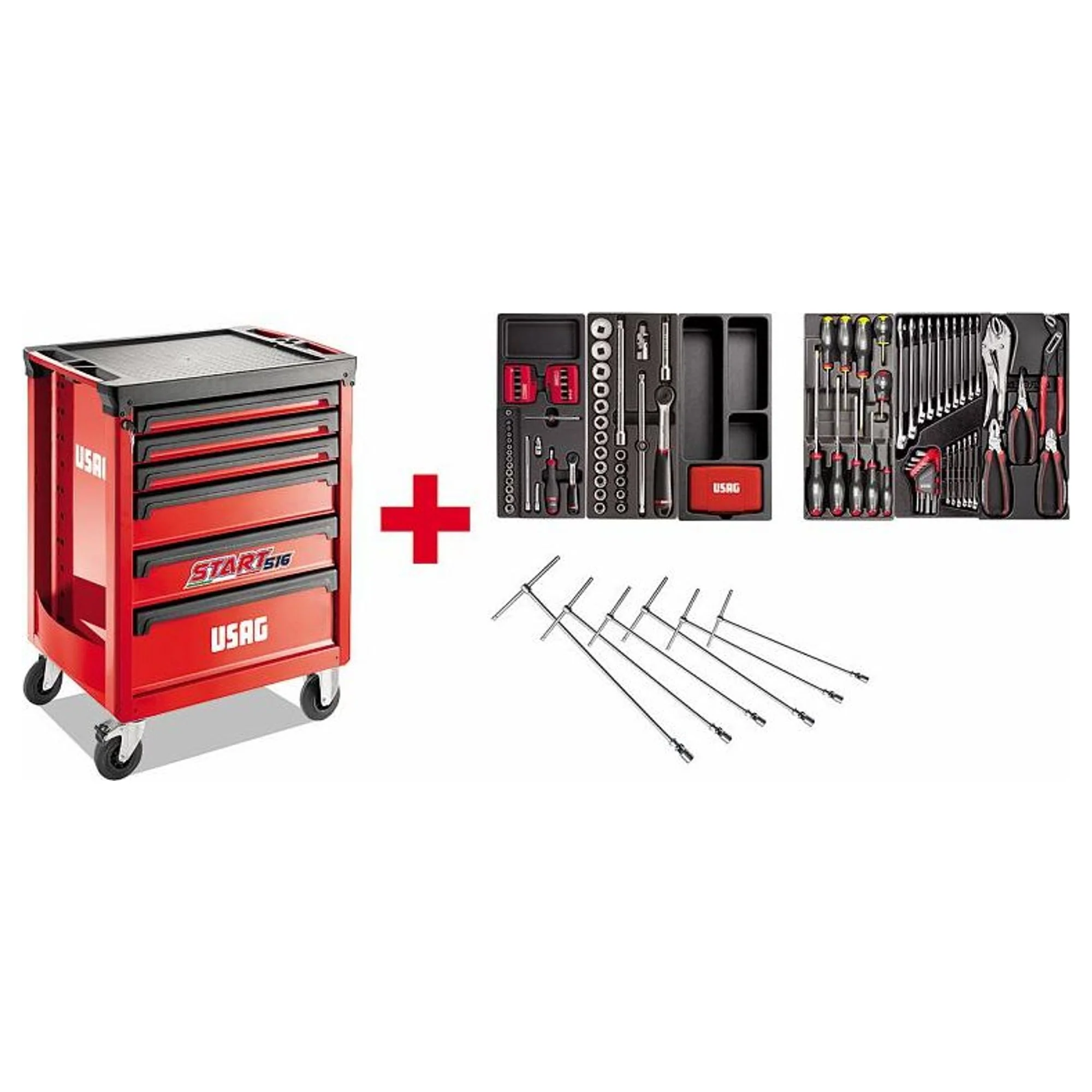 Carrello Usag START 516 ST6PA con Assortimento Autoriparazione 142 pz
