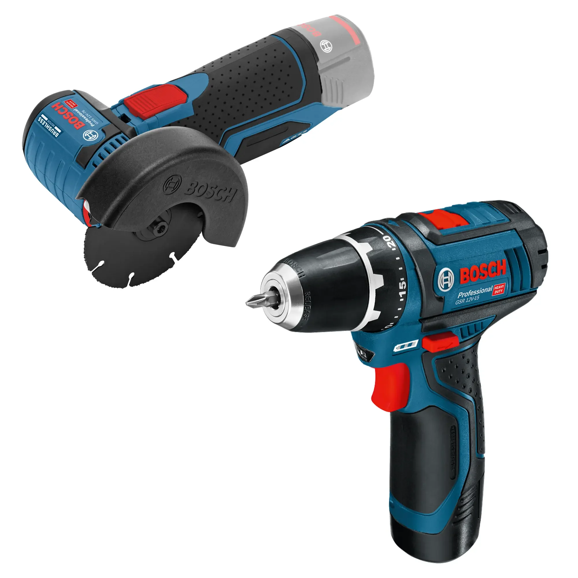 Combo Kit Bosch Professional GSR 12V-15 + GWS 12V-76 12V 2Ah - Image 2