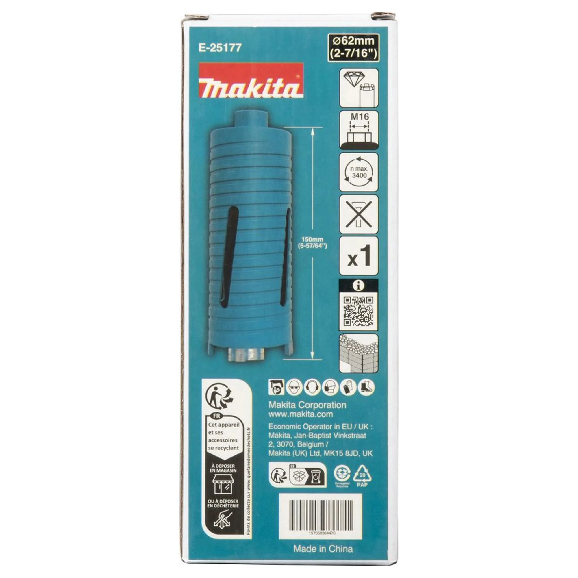 Corona Diamantata Makita E-25177 62mm M16 a Secco - Image 4