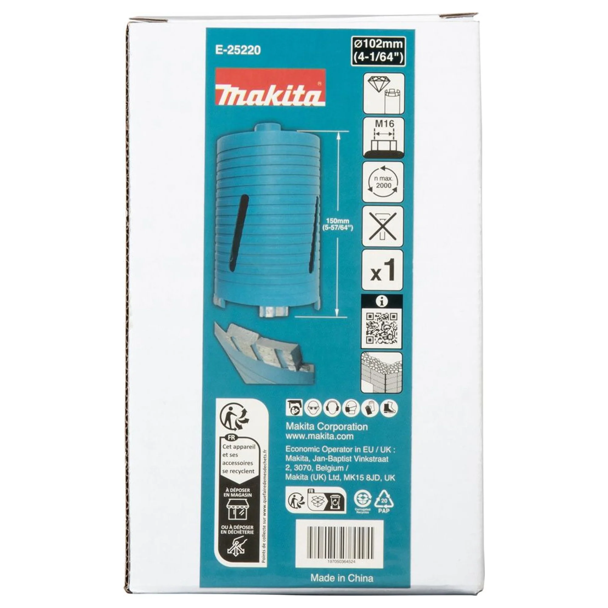 Corona Diamantata Makita E-25220 102mm M16 a Secco - Image 4
