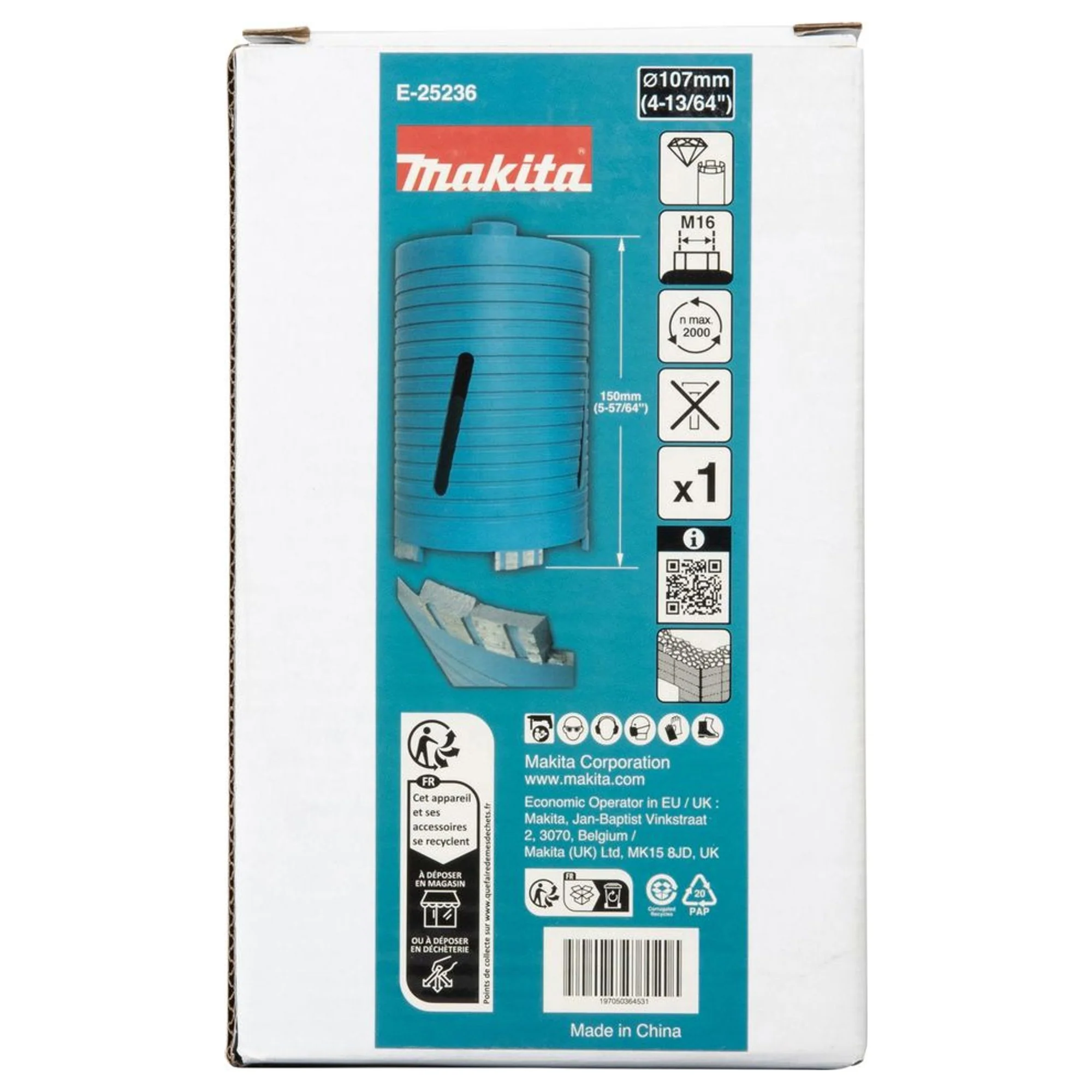 Corona Diamantata Makita E-25236 107mm M16 a Secco - Image 4
