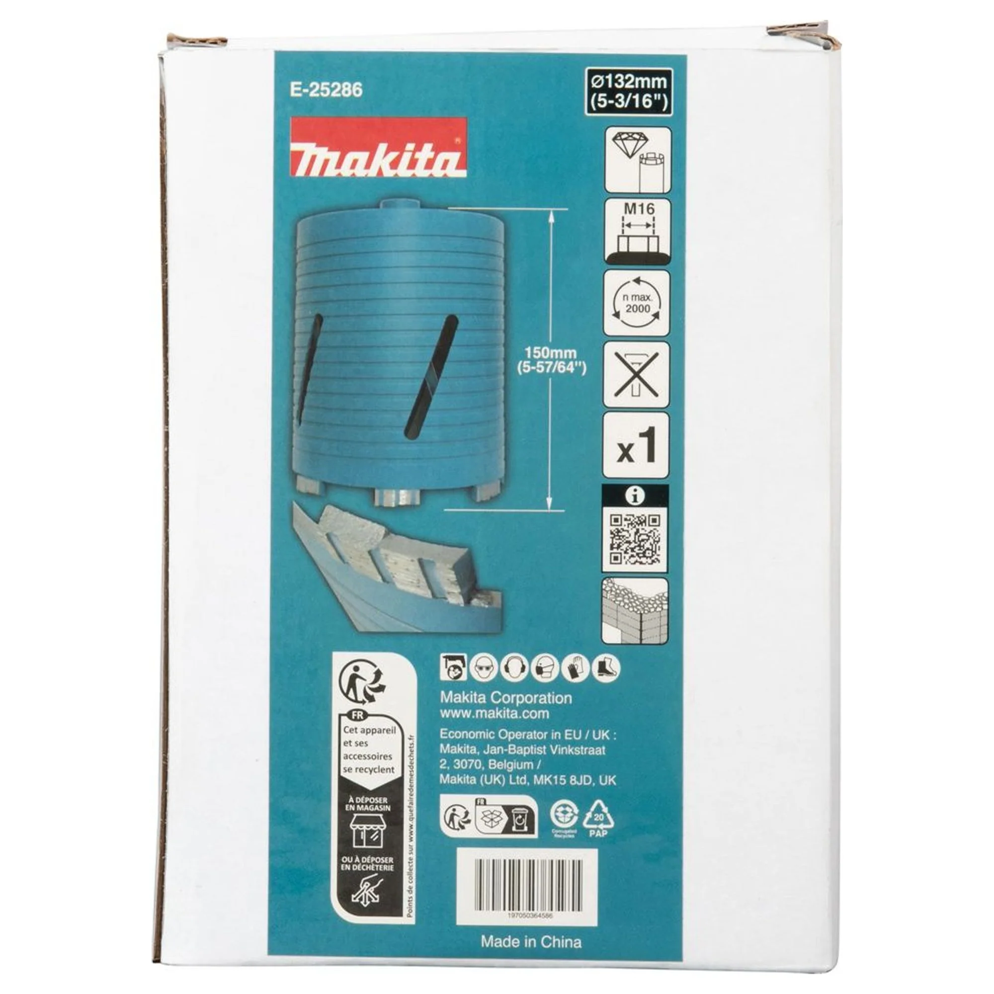 Corona Diamantata Makita E-25286 132mm M16 a Secco - Image 4