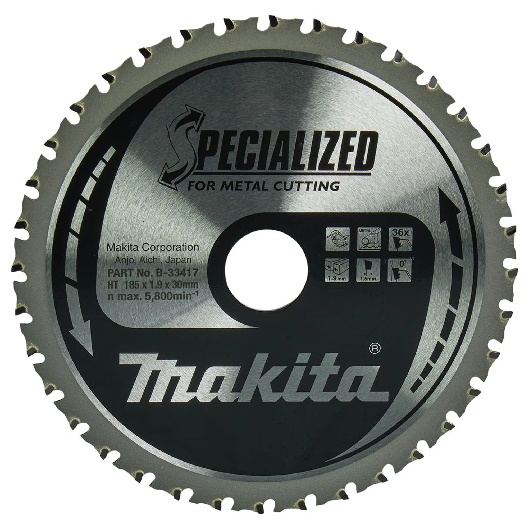 Lama per Sega Circolare Makita B-33417 Specialized T.C.T 185mm 36T