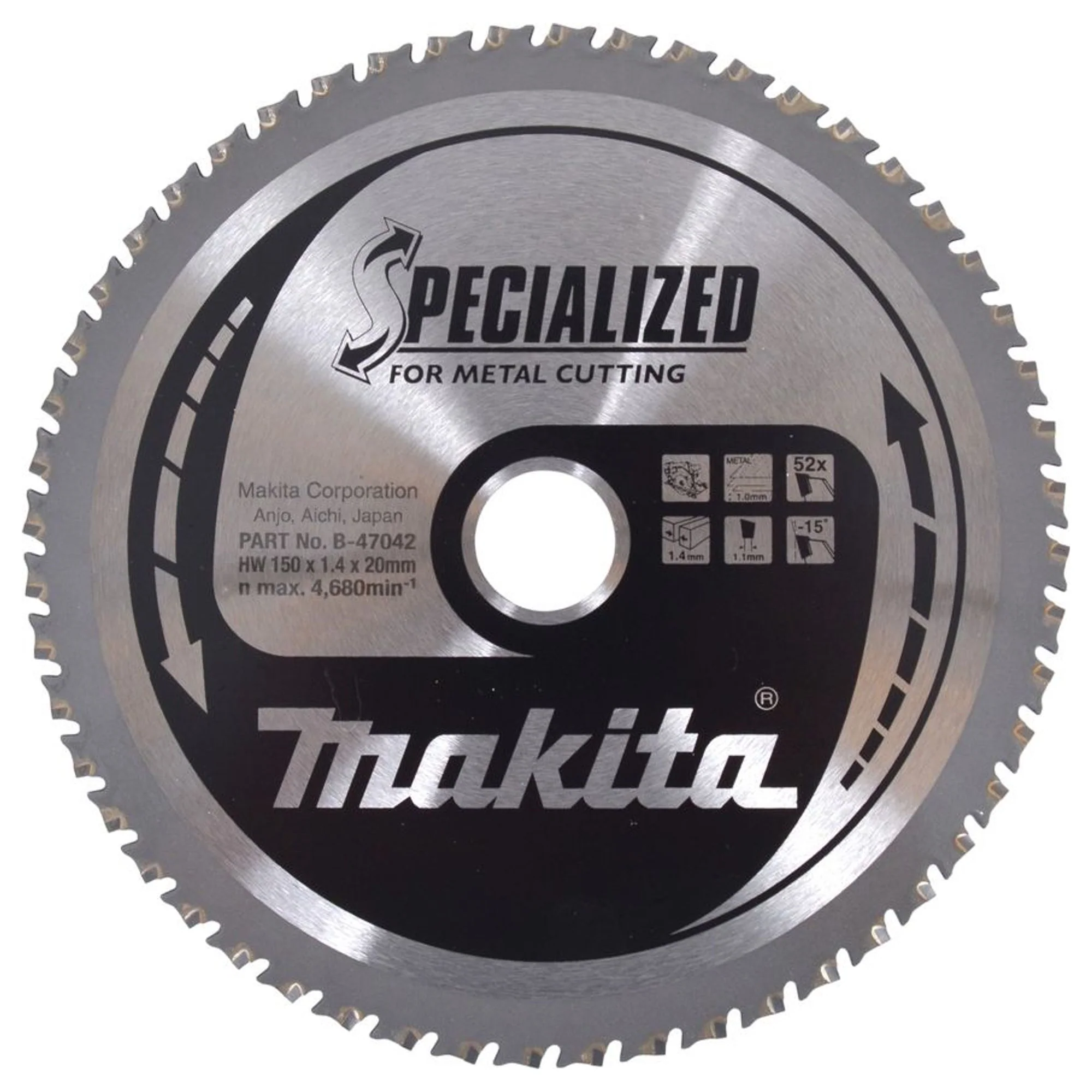 Lama per Sega Circolare Makita B-47042 Specialized T.C.T 150mm 52T
