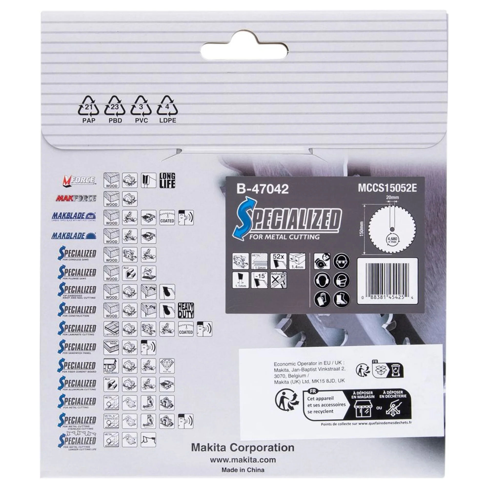 Lama per Sega Circolare Makita B-47042 Specialized T.C.T 150mm 52T - Image 3